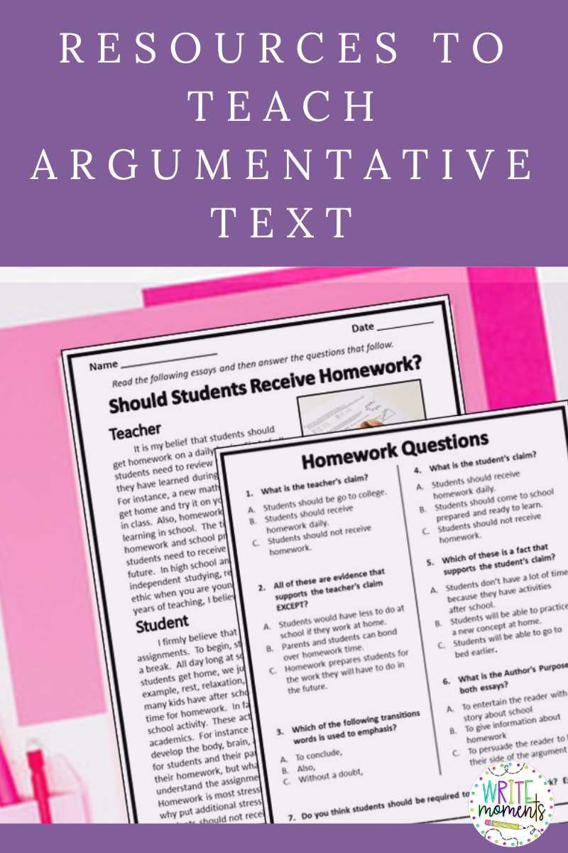 Resources To Teach Argumentative Text Write Moments 