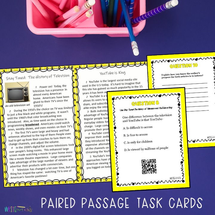 STAAR Paired Passage Task Cards